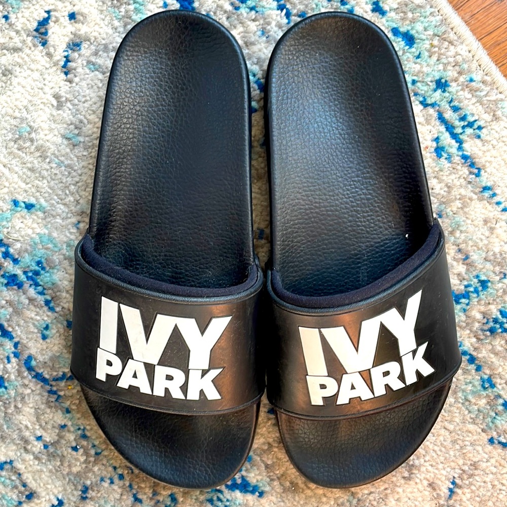 Ivy Park Black Slides Sandals size 39 US 8 or 8.5